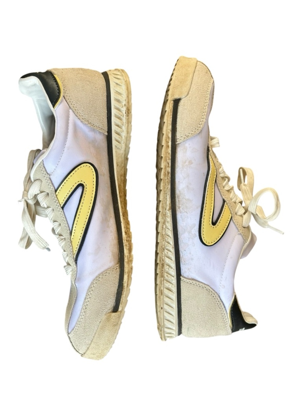 Tretorn Kristine Elite white and yellow lace-up sneakers